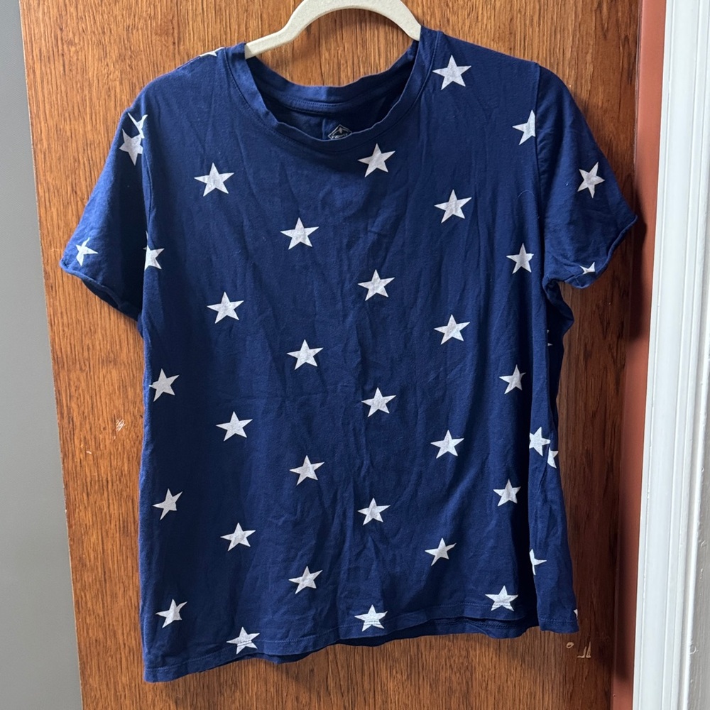 St. John's Bay Dark Blue Star Pattern Tee